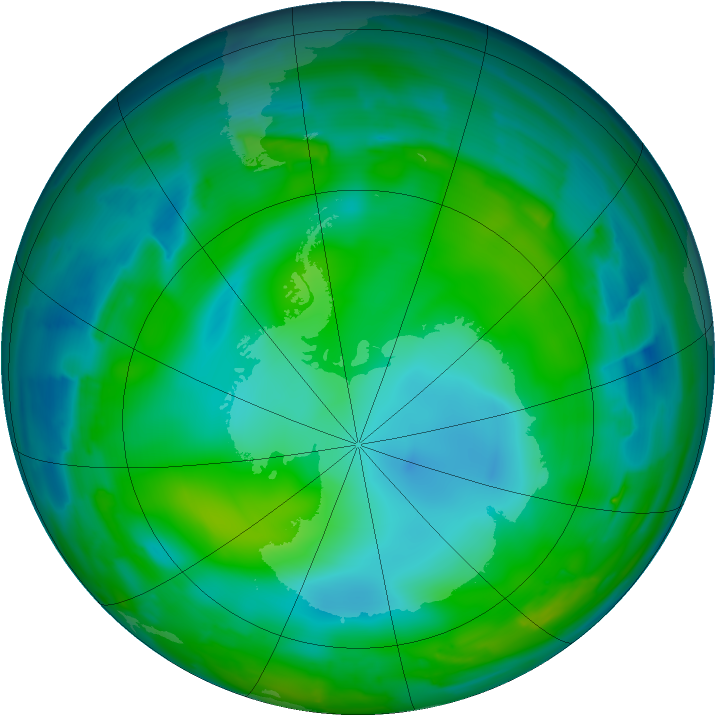 Antarctic ozone map for 16 June 2012